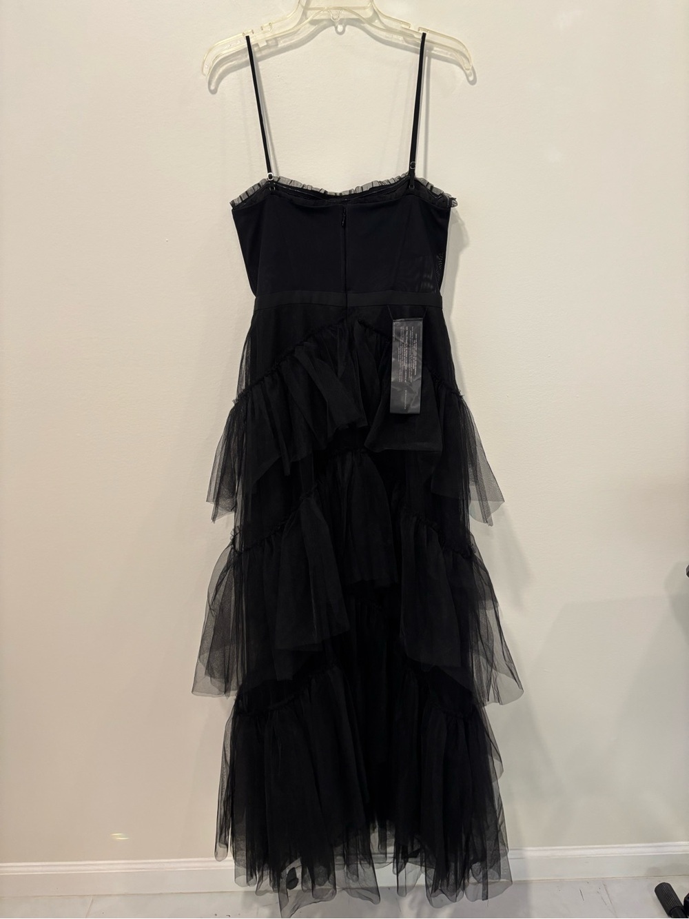 BCBG MAXAzria Black Tiered Tulle Dress with Spaghetti Straps - Picture 12 of 12